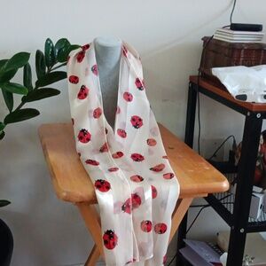 Ladybug Print Beige Scarf
